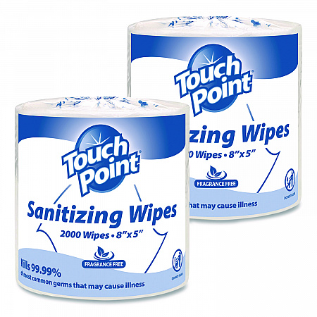 Hand Sanitizing Wipes Refill, 5 x 8, Fragrance Free, White, 2,000 Wipes/Roll, 2 Rolls/Carton (WS2000FF)