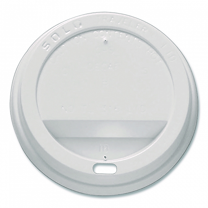 Traveler Hot Cup Lids, Fits 12 oz to 16 oz Hot Cups, Plastic, White, 100/Pack (896404)