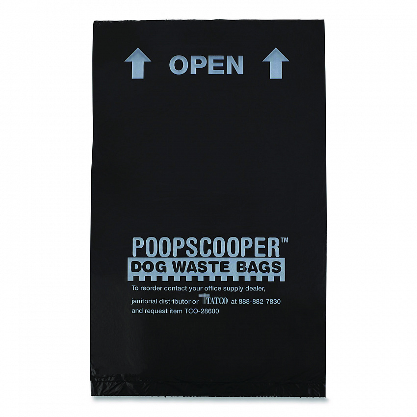 Dog Waste Bags, Open-Face, 0.5 gal, 8" x 13", Black, Perforated Roll, 200 Bags/Roll, 10 Rolls/Carton (28600)