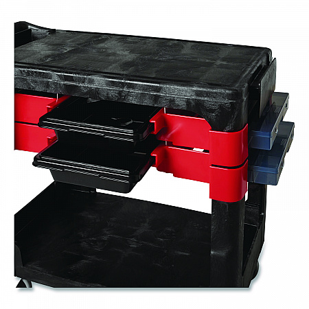 Two-Shelf Trades Cart, Plastic, 2 Shelves, 2 Drawers, 330 lb Capacity, 19.25