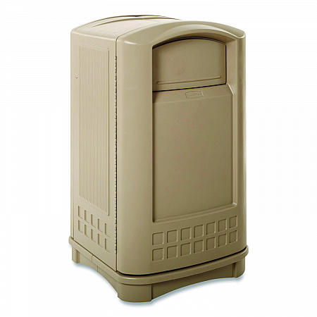 Plaza Indoor/Outdoor Waste Container, 50 gal, Plastic, Beige (396400BG)
