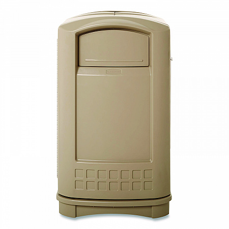Plaza Indoor/Outdoor Waste Container, 50 gal, Plastic, Beige (396400BG)