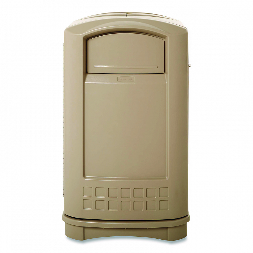 Plaza Indoor/Outdoor Waste Container, 50 gal, Plastic, Beige (396400BG)