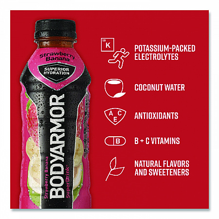 SuperDrink Sports Drink, Strawberry Banana, 16 oz Bottle, 12/Pack (10000314)