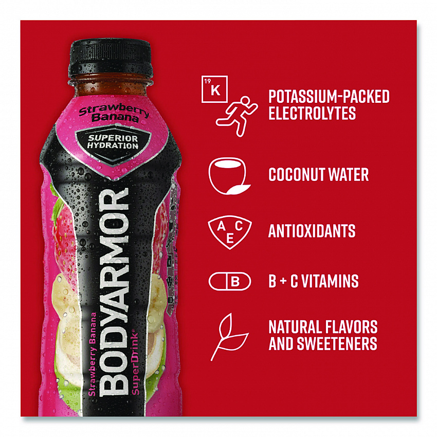 SuperDrink Sports Drink, Strawberry Banana, 16 oz Bottle, 12/Pack (10000314)