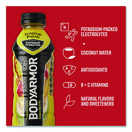 SuperDrink Sports Drink, Tropical Punch, 16 oz Bottle, 12/Pack (10000814)