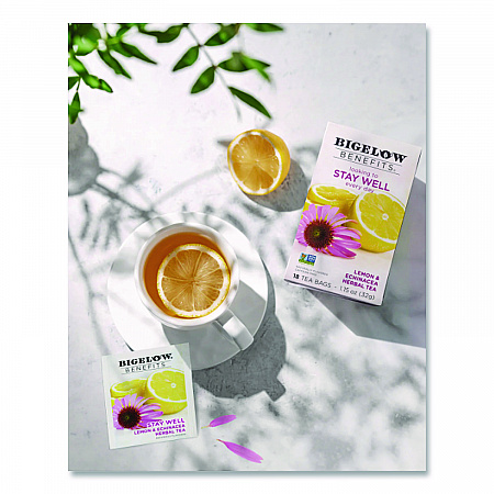 Benefits Lemon and Echinacea Herbal Tea Bags, 0.6 oz Tea Bag, 18/Box (1025)