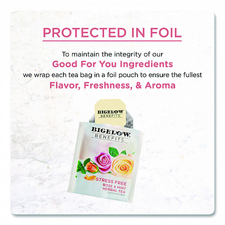 Benefits Rose and Mint Herbal Tea Bags, 0.6 oz Tea Bag, 18/Box (1027)