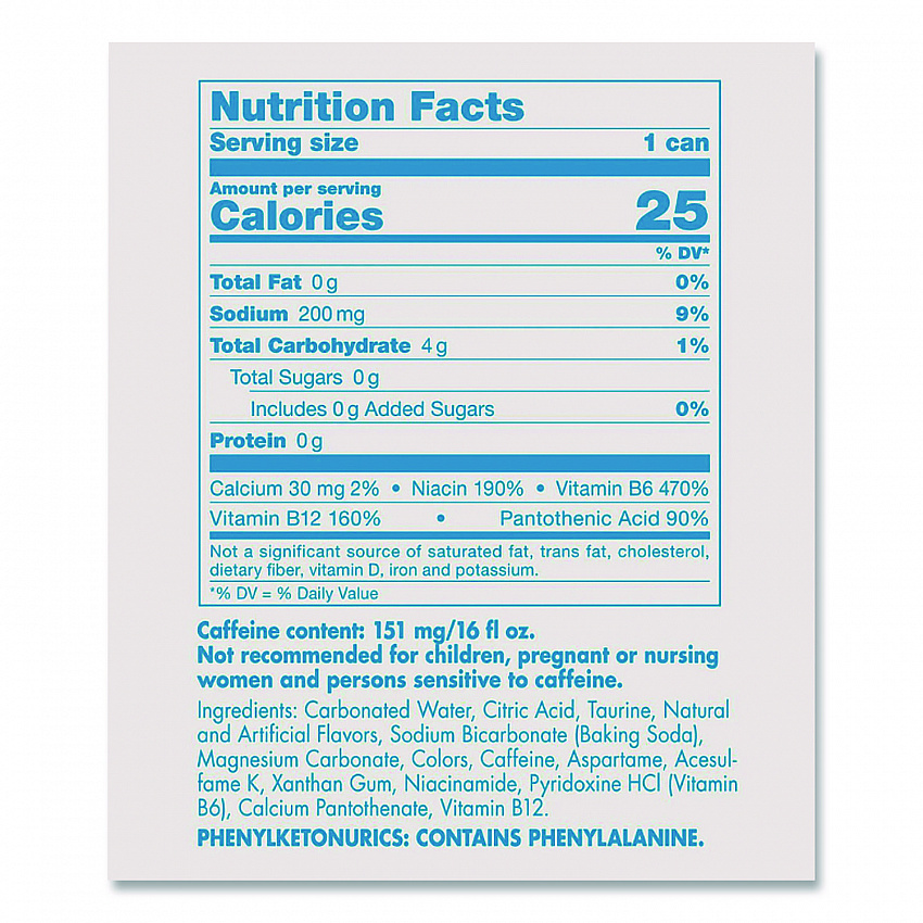 Sugar-Free Energy Drink, 12 oz Can, 24/Carton (RBDRB4817)