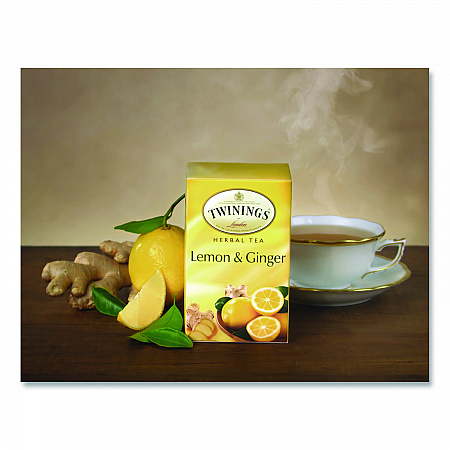 Tea Bags, Lemon and Ginger, 2.65 oz, 50/Box (53653)