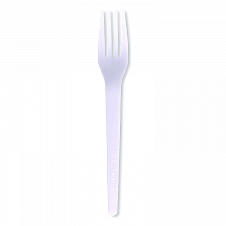 Plantware CPLA Cutlery, Fork, White, 1,000/Carton (EPS017)