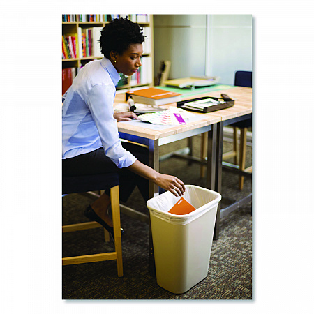Deskside Plastic Wastebasket, 10.25 gal, Plastic, Beige (295700BG)