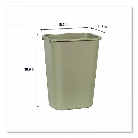 Deskside Plastic Wastebasket, 10.25 gal, Plastic, Beige (295700BG)