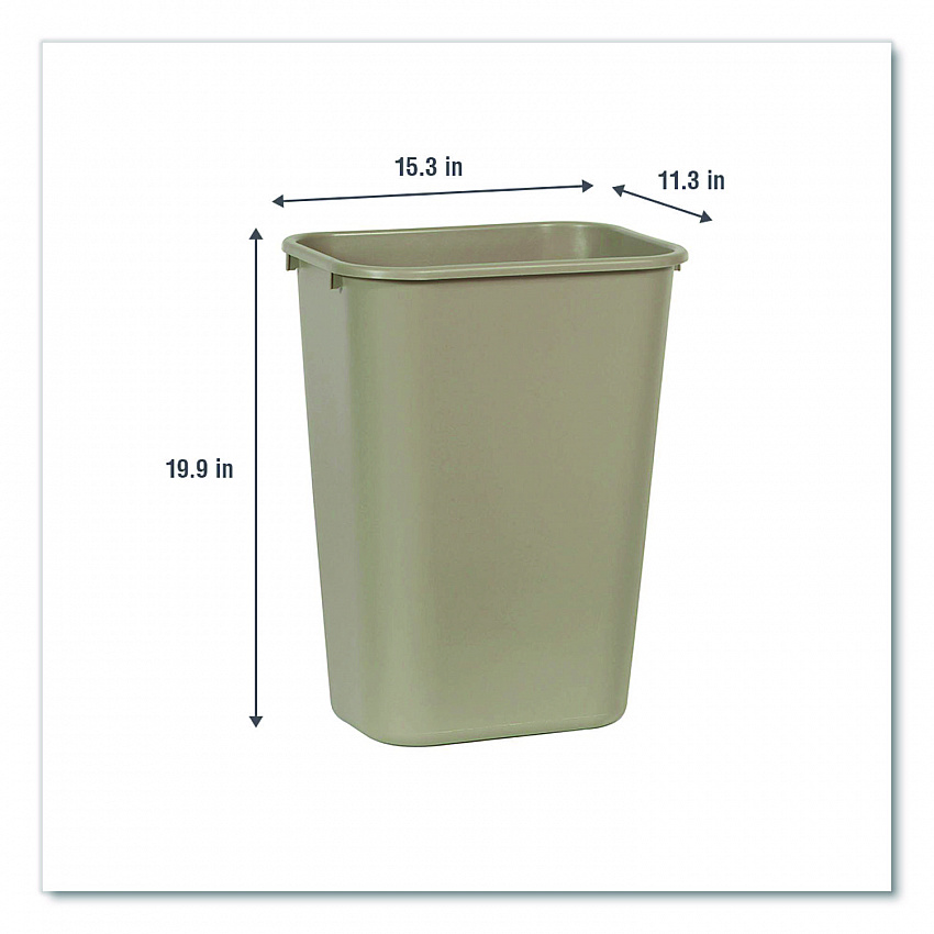 Deskside Plastic Wastebasket, 10.25 gal, Plastic, Beige (295700BG)