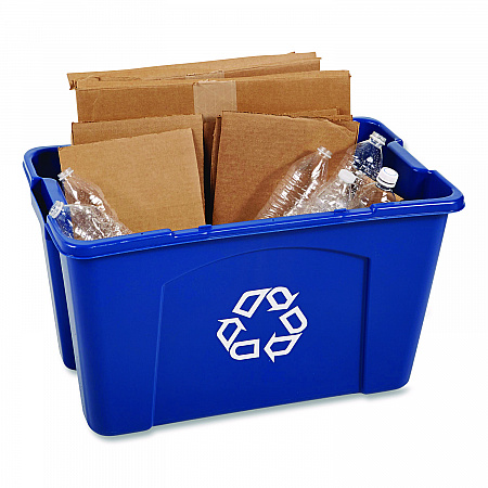 Stacking Recycle Bin, 18 gal, Polyethylene, Blue (571873BE)