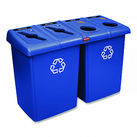 Glutton Recycling Station, Four-Stream, 92 gal, Plastic, Blue (1792372)