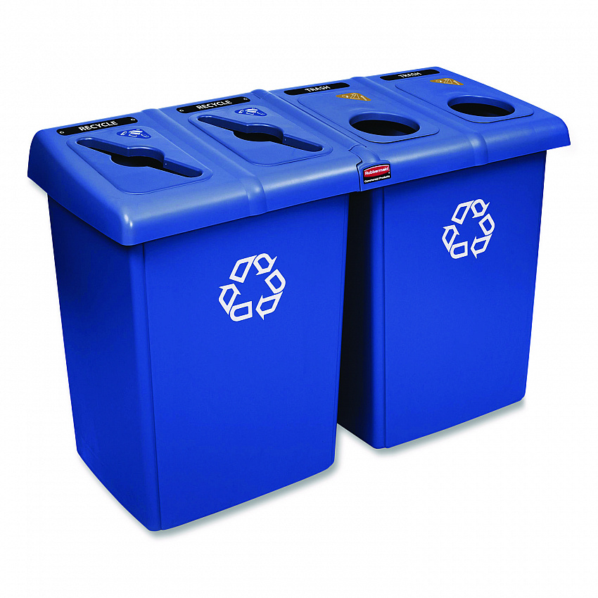 Glutton Recycling Station, Four-Stream, 92 gal, Plastic, Blue (1792372)