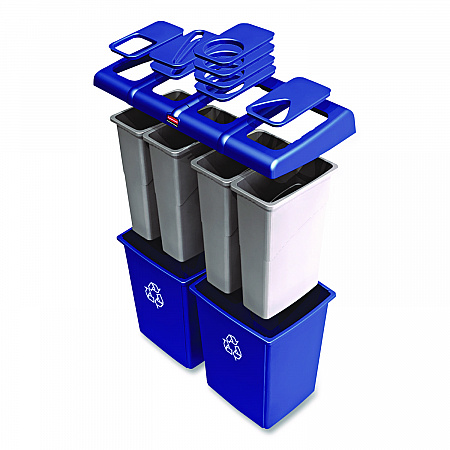 Glutton Recycling Station, Four-Stream, 92 gal, Plastic, Blue (1792372)