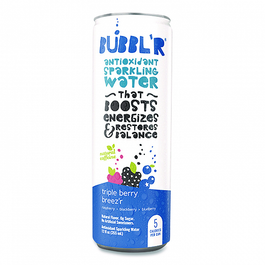 Antioxidant Sparkling Water, Triple Berry Breez'r, 12 oz Can, 12 Cans/Carton (WIC00028)