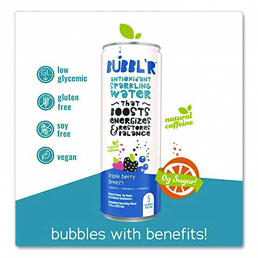 Antioxidant Sparkling Water, Triple Berry Breez'r, 12 oz Can, 12 Cans/Carton (WIC00028)
