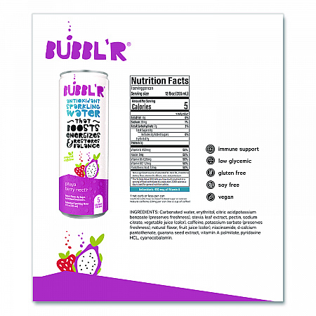 Antioxidant Sparkling Water, Pitaya Berry Nect'r, 12 oz Can, 12 Cans/Carton (WIC39978)