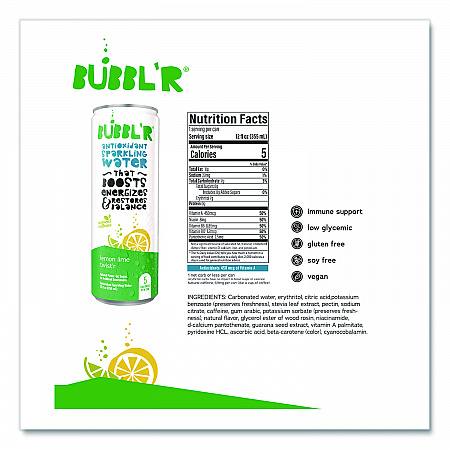 Antioxidant Sparkling Water, Lemon Lime Twist'r, 12 oz Can, 12 Cans/Carton (WIC60014)