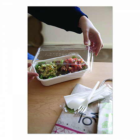 WorldView Vanguard Rectangular Container, 32 oz, 4.71 x 7.01 x 1.04, White, Sugarcane Fiber, 400/Carton (EPSCRC32NFA)