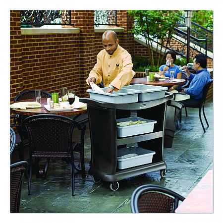 Executive Service Cart, Plastic, 3 Shelves, 300 lb Capacity, 20.33
