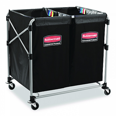 Two-Compartment Collapsible X-Cart, Synthetic Fabric, 2.49 cu ft Bins, 24.1