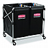 Two-Compartment Collapsible X-Cart, Synthetic Fabric, 2.49 cu ft Bins, 24.1