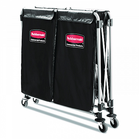 Two-Compartment Collapsible X-Cart, Synthetic Fabric, 2.49 cu ft Bins, 24.1