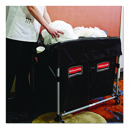 Two-Compartment Collapsible X-Cart, Synthetic Fabric, 2.49 cu ft Bins, 24.1
