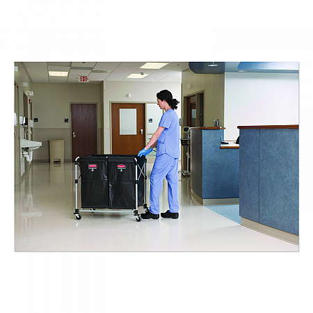 Two-Compartment Collapsible X-Cart, Synthetic Fabric, 2.49 cu ft Bins, 24.1