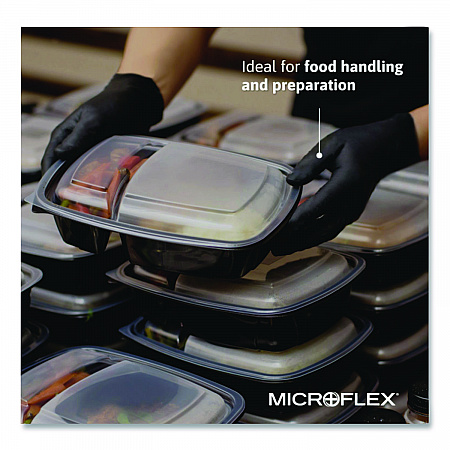 MICROFLEX MidKnight Powder-Free Nitrile Gloves, XX-Large, 4.7 mil (Palm), 5.9 mil (Fingers), 9.6