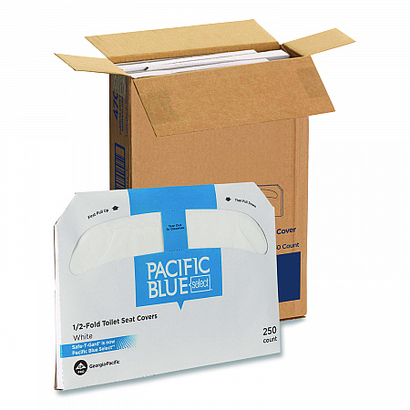 Safe-T-Gard Half-Fold Toilet Seat Covers, Half-Fold, 14.5 x 17.44, White, 250/Pack, 4 Packs/Carton (47052)
