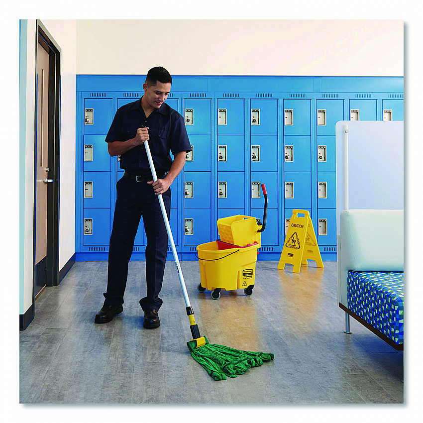 Gripper Vinyl-Covered Aluminum Mop Handle, 1.13" dia x 60", Gray/Yellow (H236)
