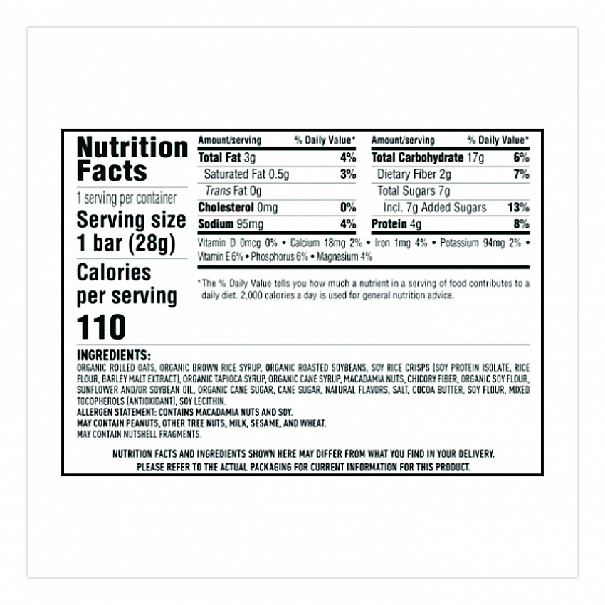 Energy Bar Minis, White Chocolate Macadamia Nut, 1 oz Bar, 20/Box (CCC37295)