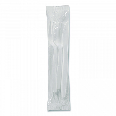 Mediumweight Polypropylene Cutlery, Fork/Knife/Teaspoon, Plastic, White, 250/Carton (CMP26C)