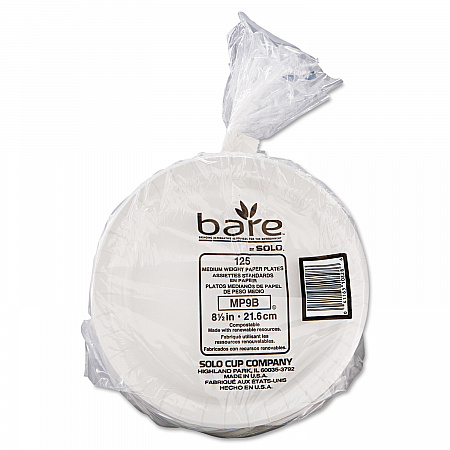 Bare Eco-Forward Clay-Coated Paper Dinnerware, ProPlanet Seal, Mediumweight, Plate, 8.5