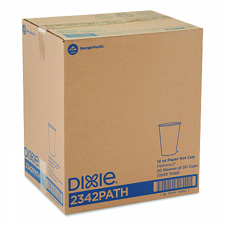 Pathways Paper Hot Cups, 12 oz, White/Brown, 50/Sleeve, 20 Sleeves/Carton (2342PATH)