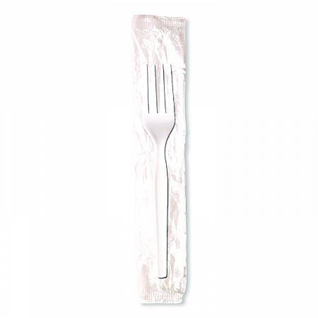 Mediumweight Polystyrene Cutlery, Individually Wrapped, Fork, Plastic, White, 1,000/Carton (FM23C7)