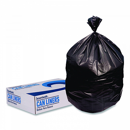 Reprocessed Resin Can Liners, 60 gal, 1.5 mil, 38 x 58, Black, Perforated Roll, 100/Carton (385815K)