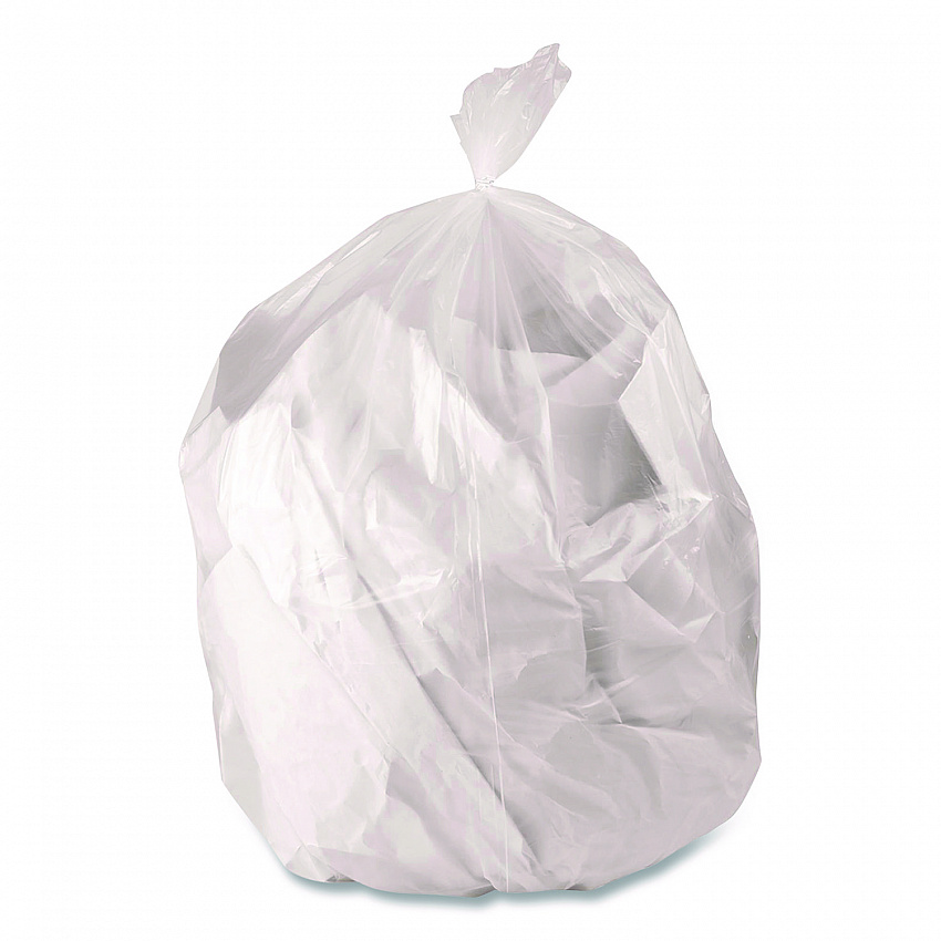 Low-Density Waste Can Liners, 60 gal, 0.9 mil, 38 x 58, Clear, Perforated Roll, 100/Carton (3858CL)