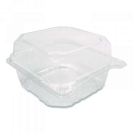 PET Plastic Hinged Container, 6 x 6 x 3.3, Clear, Plastic, 500/Carton (FPHC66PET1C)