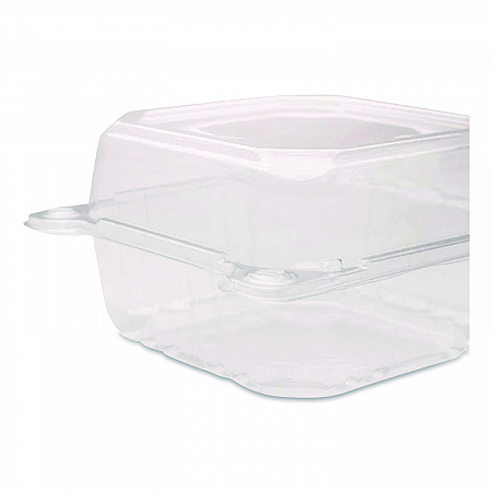 PET Plastic Hinged Container, 6 x 6 x 3.3, Clear, Plastic, 500/Carton (FPHC66PET1C)
