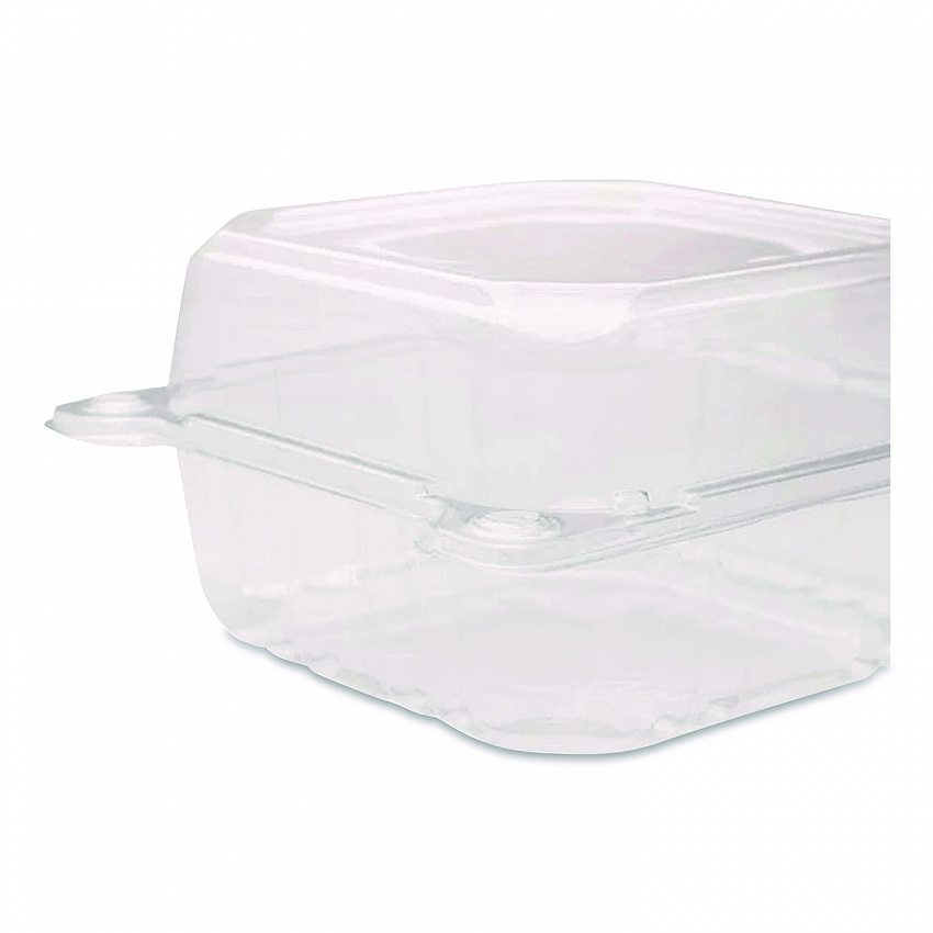 PET Plastic Hinged Container, 6 x 6 x 3.3, Clear, Plastic, 500/Carton (FPHC66PET1C)