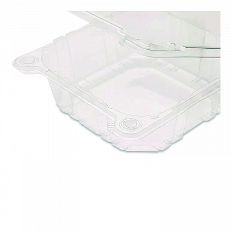 PET Plastic Hinged Container, 6 x 6 x 3.3, Clear, Plastic, 500/Carton (FPHC66PET1C)