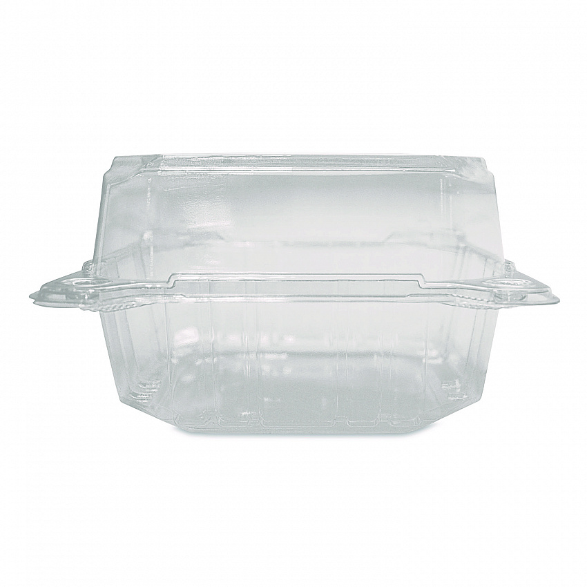 PET Plastic Hinged Container, 6 x 6 x 3.3, Clear, Plastic, 500/Carton (FPHC66PET1C)