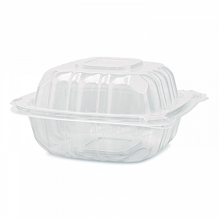 Polypropylene Plastic Hinged Container, 6 x 6 x 3.3, Clear, Plastic, 50/Pack, 6 Packs/Carton (FPHC66PP1C)