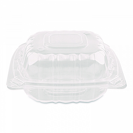 Polypropylene Plastic Hinged Container, 6 x 6 x 3.3, Clear, Plastic, 50/Pack, 6 Packs/Carton (FPHC66PP1C)